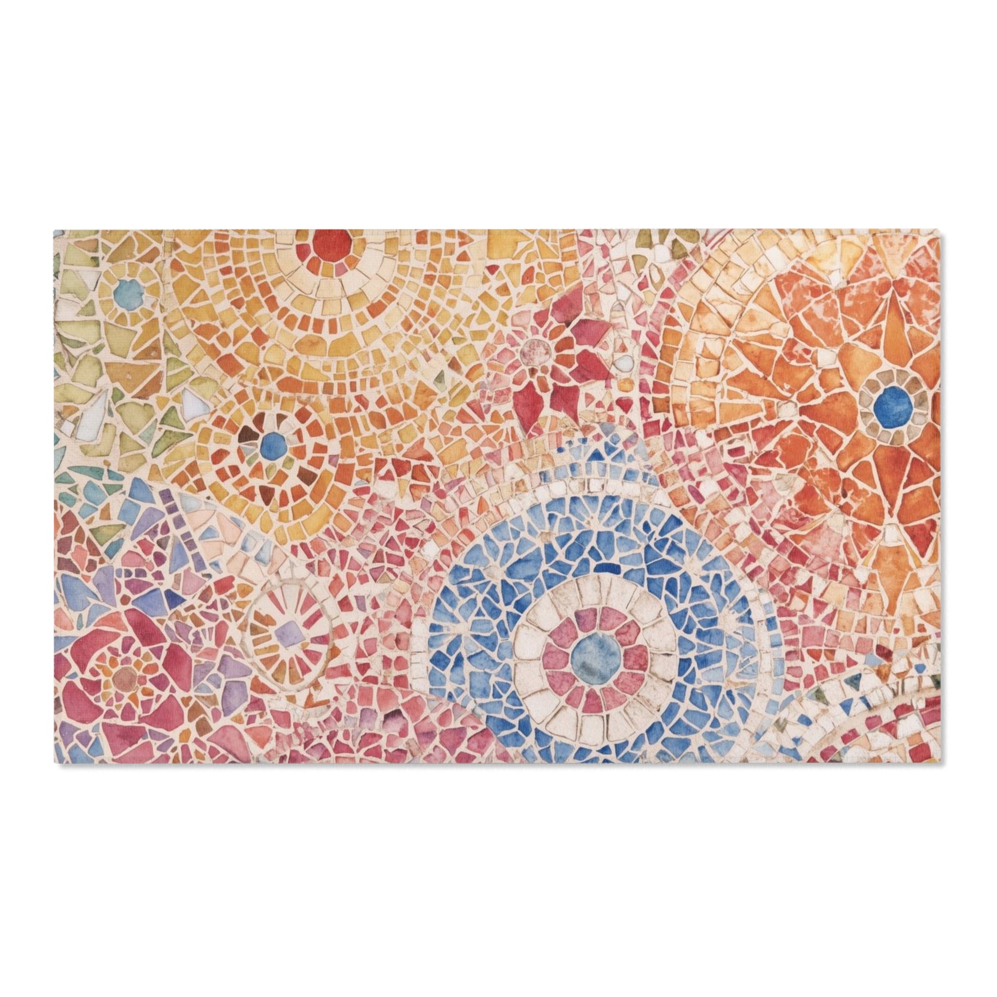 Vibrant Mosaic Area Rug Bohemian Home Decor Living Room - Rosetta Creative Boutique